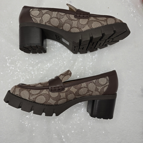 Coach Cora Loafer Pump Signature Jacquard Office Casual Chunky Classic - Picture 7 of 12